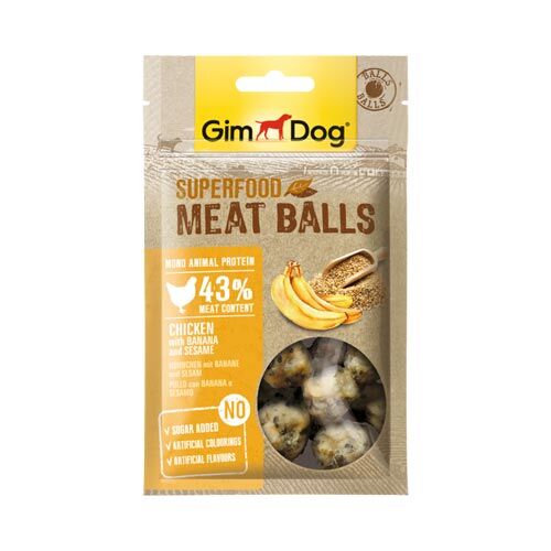 GimDog Superfood Meat Balls Hühnchen mit Banane und Sesam 70g günstig