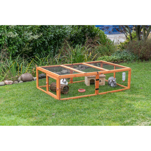 Trixie natura Freilaufgehege mit Abdeckung Holz 174x48x10cm braun